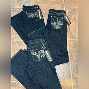 3 Pair JZ premium denim Sz 9 Blue Jeans BNWT Pants Fancy Pockets Straight leg